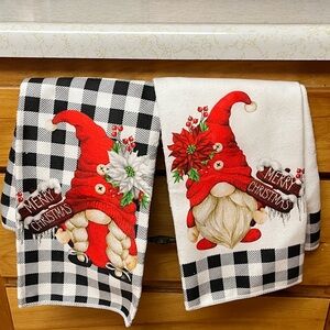 Christmas Gnome, kitchen towel set, 27.05”x16.05”NWOT